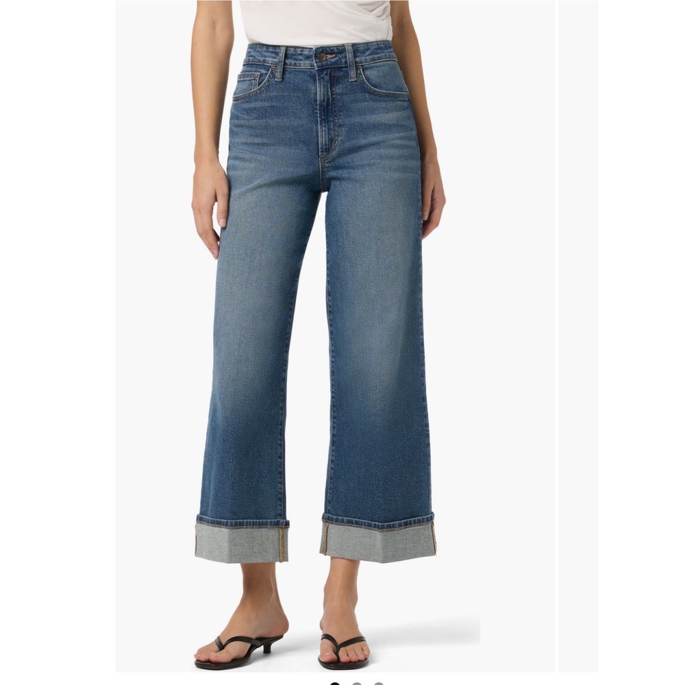 Joe's Jeans Gertrude High Rise Wide Leg Ankle Cuffed Denim Jeans Blue 28